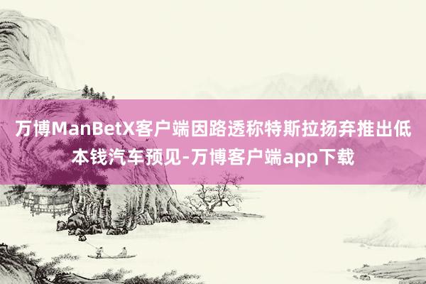 万博ManBetX客户端因路透称特斯拉扬弃推出低本钱汽车预见-万博客户端app下载