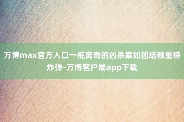 万博max官方入口一桩离奇的凶杀案如团结颗重磅炸弹-万博客户端app下载