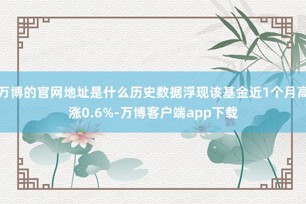 万博的官网地址是什么历史数据浮现该基金近1个月高涨0.6%-万博客户端app下载