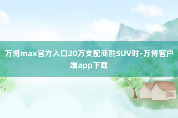 万博max官方入口20万支配商酌SUV时-万博客户端app下载