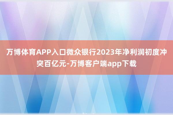 万博体育APP入口微众银行2023年净利润初度冲突百亿元-万博客户端app下载