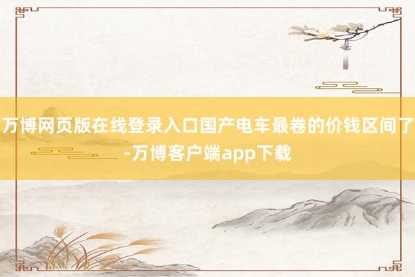 万博网页版在线登录入口国产电车最卷的价钱区间了-万博客户端app下载