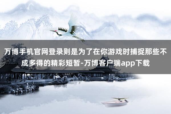 万博手机官网登录则是为了在你游戏时捕捉那些不成多得的精彩短暂-万博客户端app下载