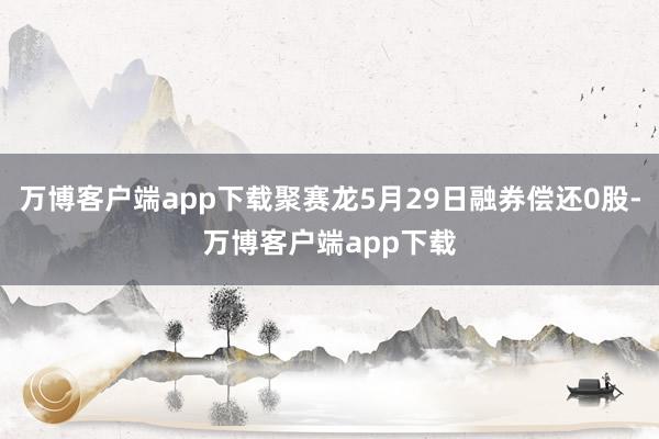 万博客户端app下载聚赛龙5月29日融券偿还0股-万博客户端app下载