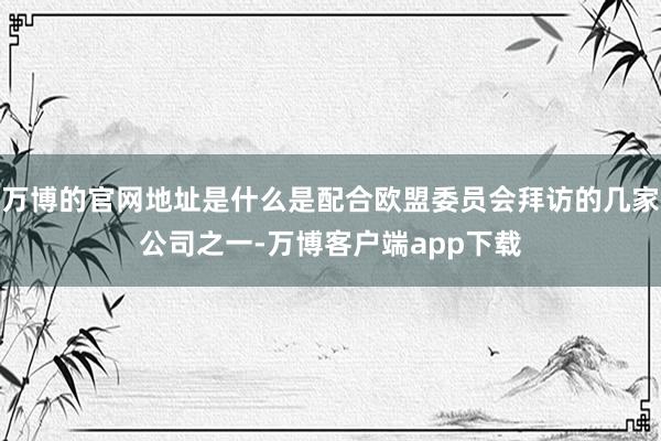 万博的官网地址是什么是配合欧盟委员会拜访的几家公司之一-万博客户端app下载