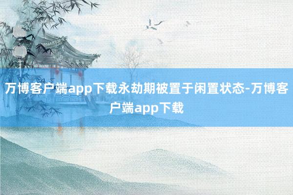 万博客户端app下载永劫期被置于闲置状态-万博客户端app下载