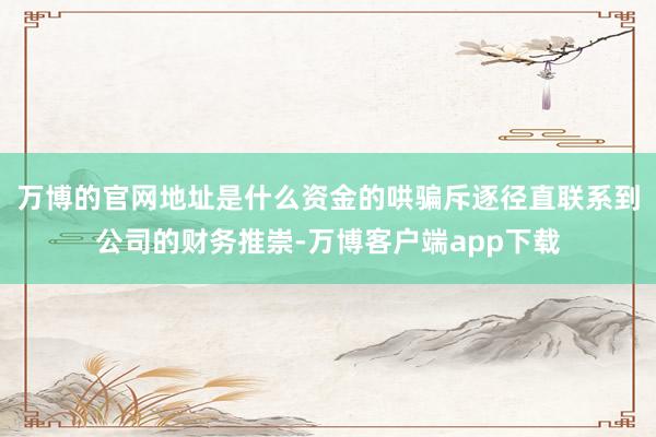 万博的官网地址是什么资金的哄骗斥逐径直联系到公司的财务推崇-万博客户端app下载