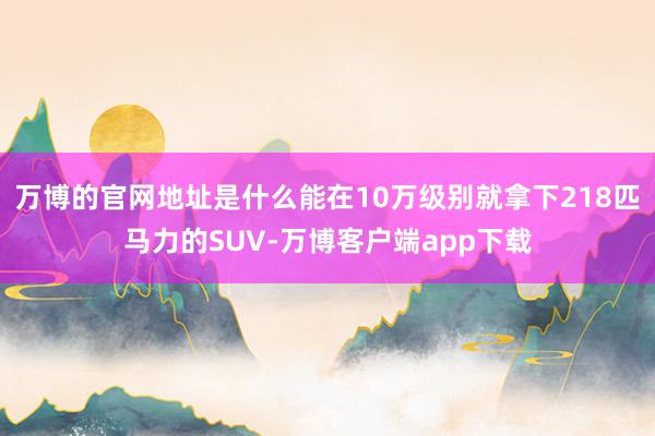 万博的官网地址是什么能在10万级别就拿下218匹马力的SUV-万博客户端app下载