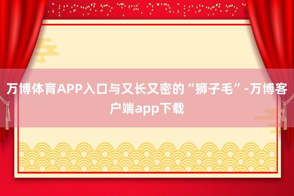 万博体育APP入口与又长又密的“狮子毛”-万博客户端app下载