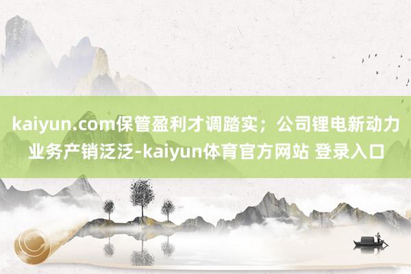 kaiyun.com保管盈利才调踏实；公司锂电新动力业务产销泛泛-kaiyun体育官方网站 登录入口